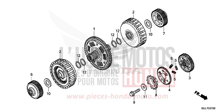 EMBRAYAGE de Integra 750 MAT GUNPOWDER BLACK METALLIC (NH436) 2014